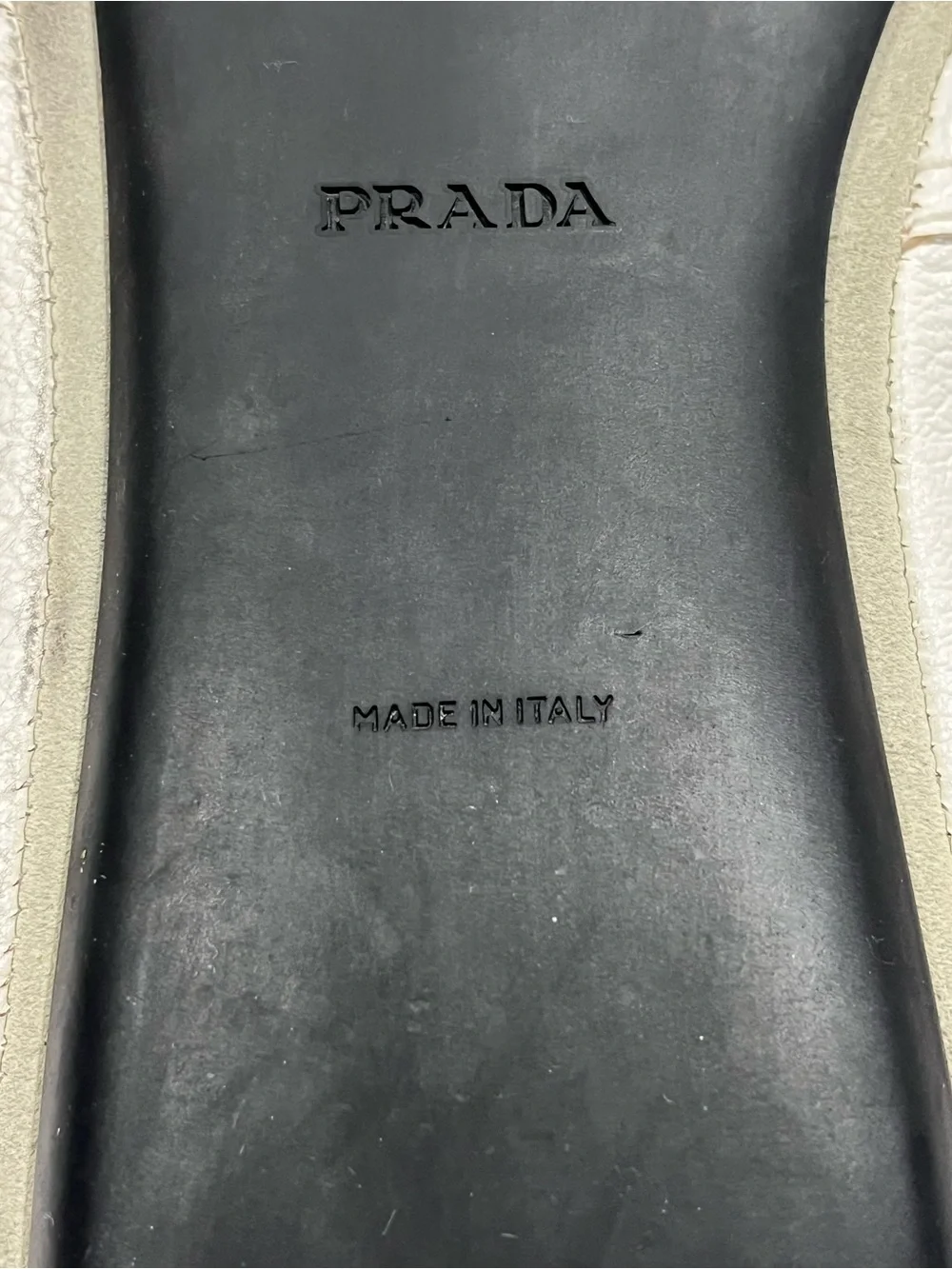Mens Authentic Prada White Leather Square-toe Slip-ons W/elastic Vamp, SZ 11.5